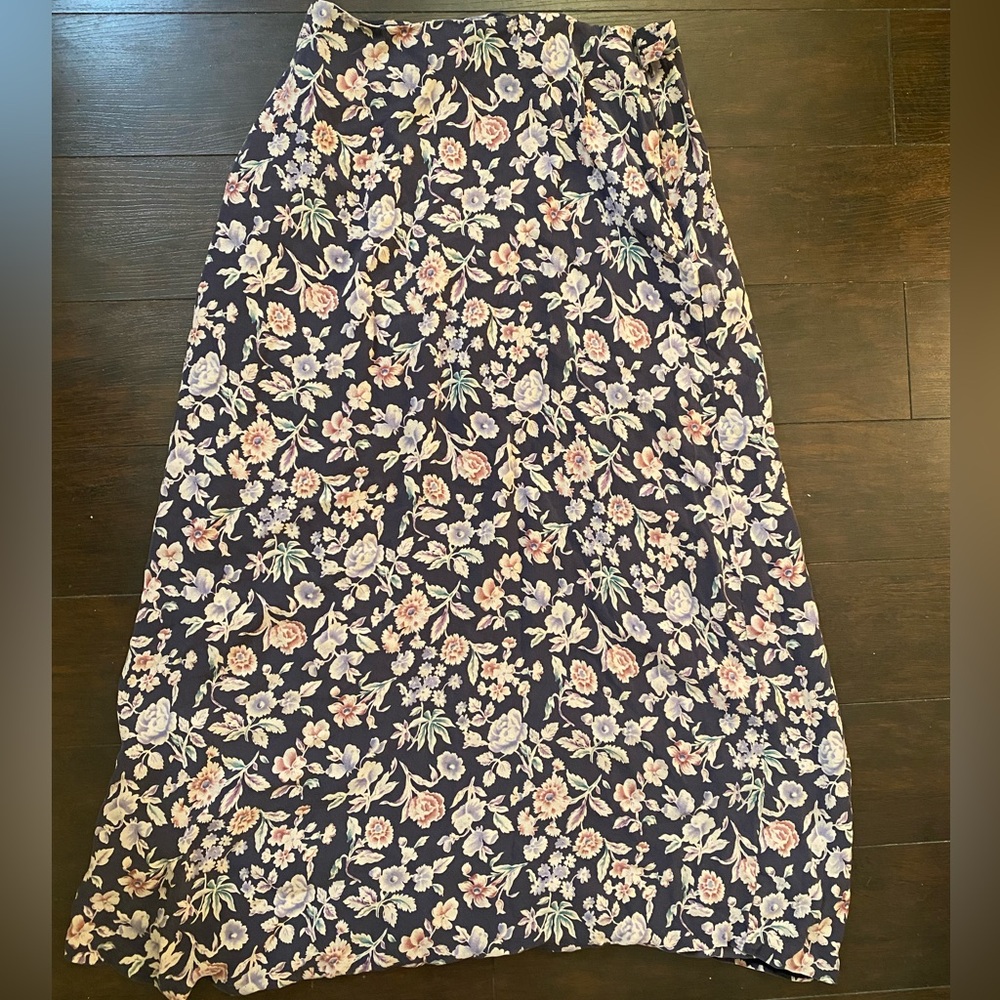Vintage Jones New York Navy Pink Floral Skirt